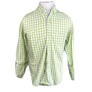 Tailored by J. Crew Mens Button Down Shirt Size M White Green
